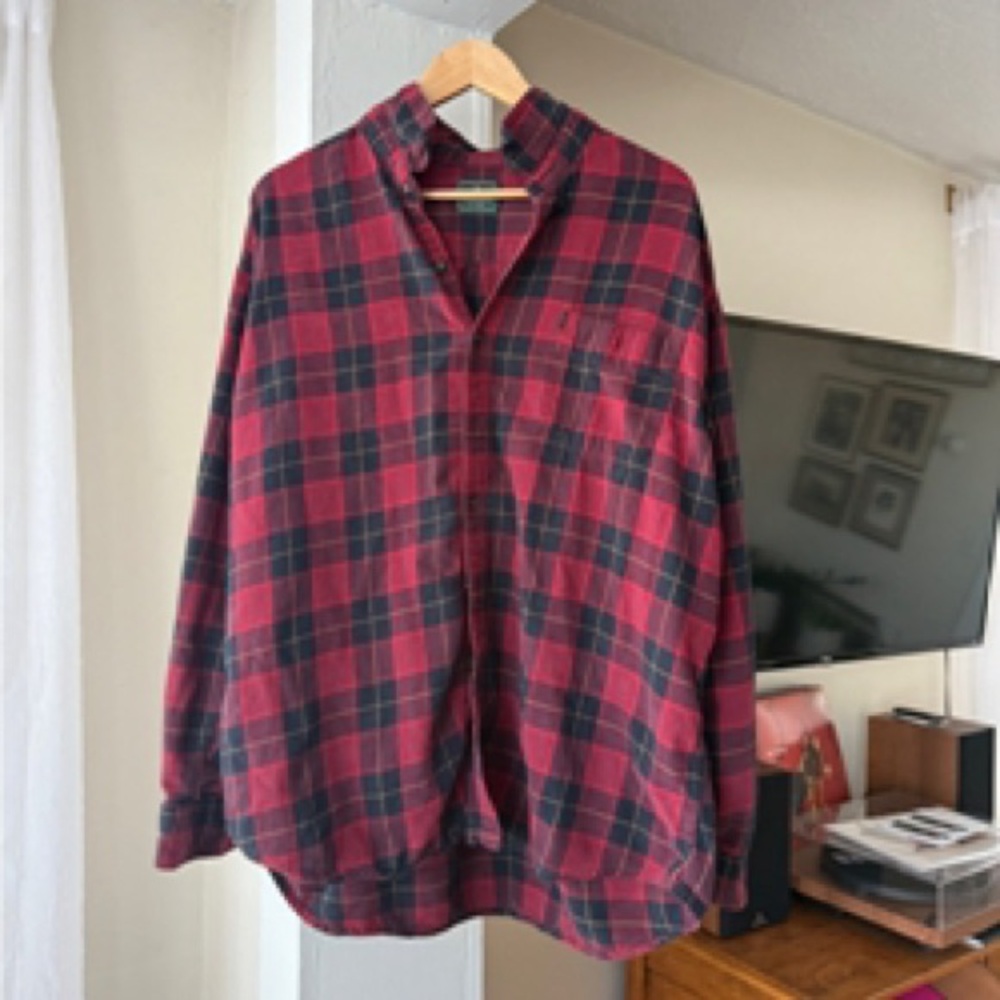 Red Plaid Button-Down Shirt - Women's Casual Top